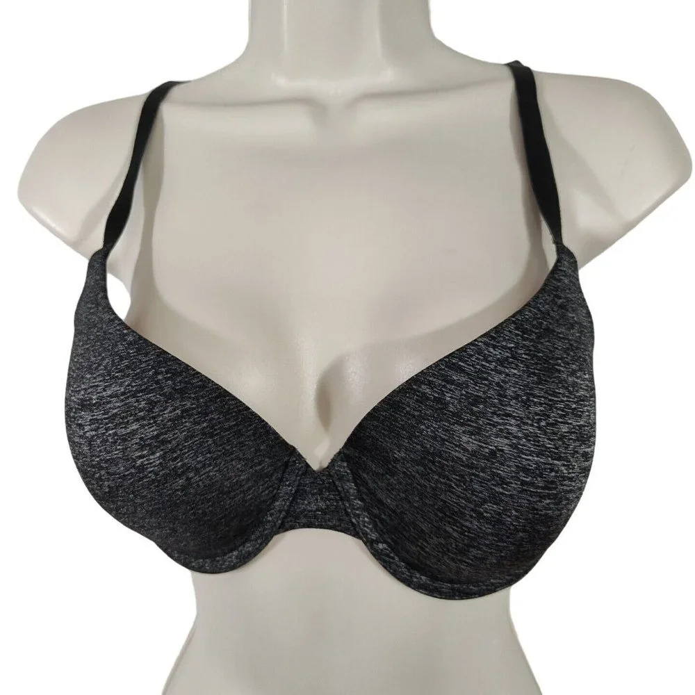 Victorias Secret Uplift Semi Demi Bra Heather Black Women Size 34D Underwire